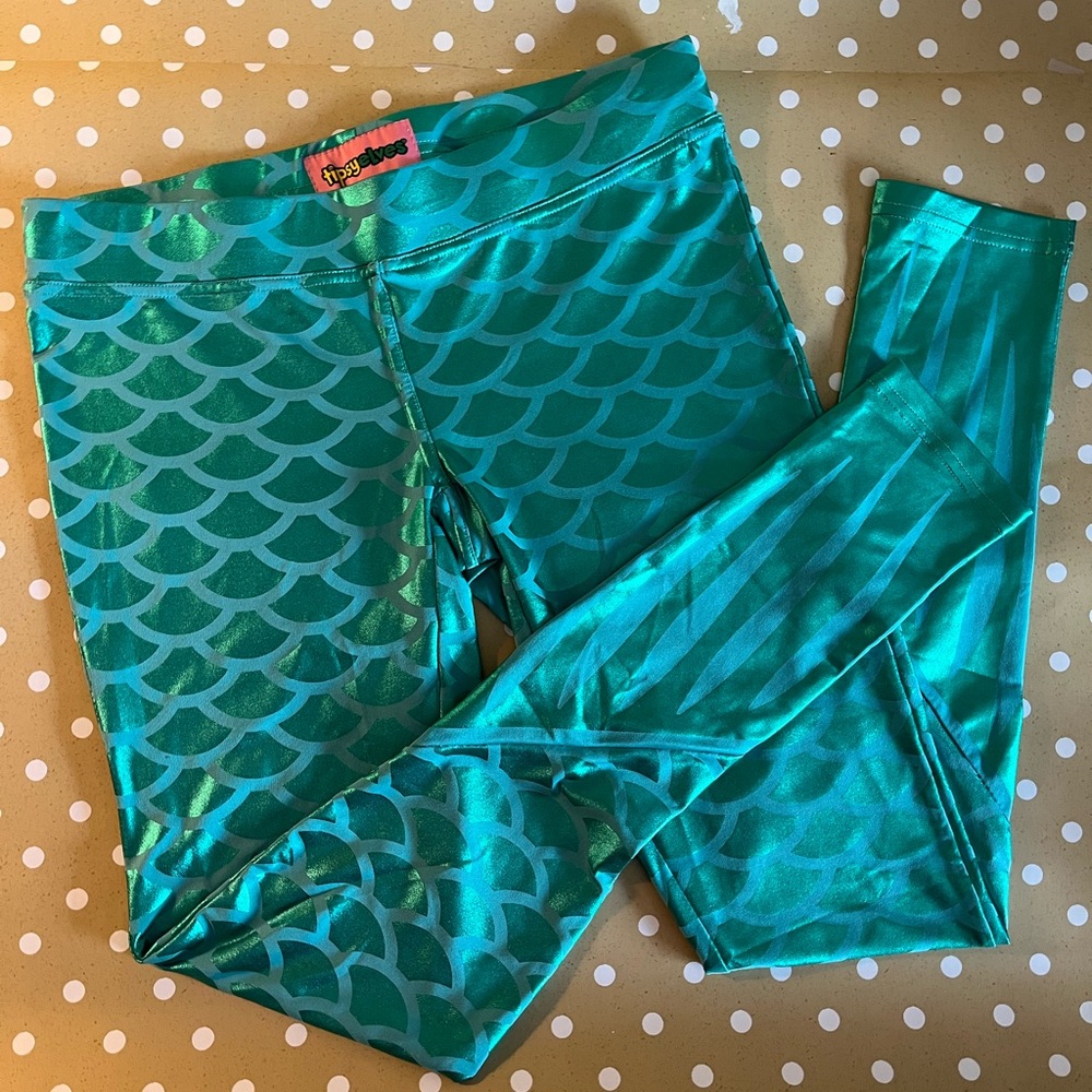 Tipsy Elves Metallic Mermaid Fish Scale Leggings Sexy Costume Ariel Women's XS